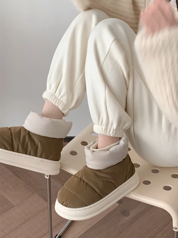 Chunky Women's Snow Boots Warm Down Winter 2022 Waterproof Female Ankle Boot With Fur Non-slip Candy Color Cotton Shoes Woman