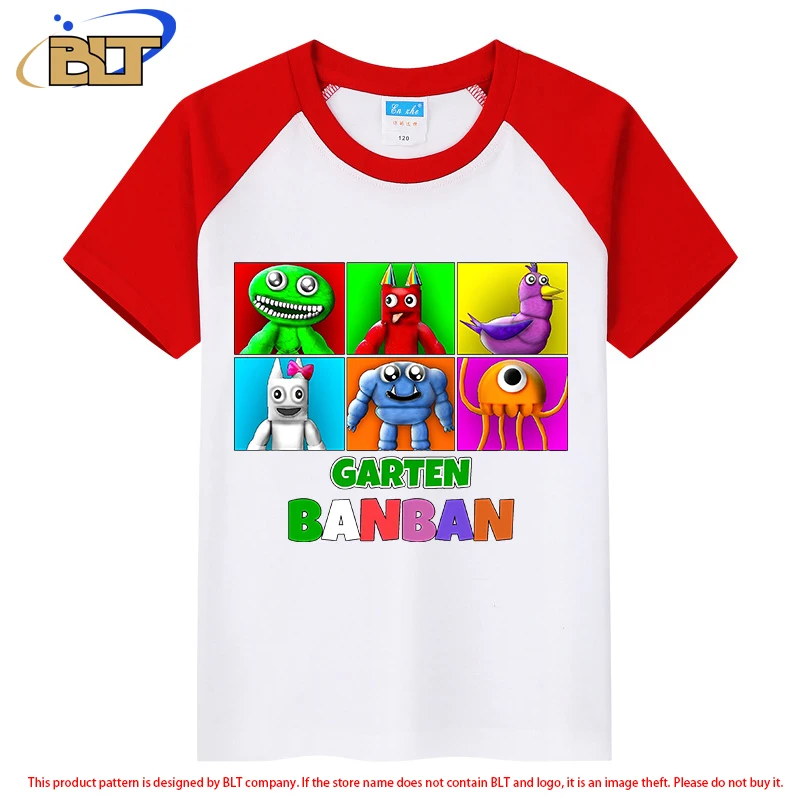 

Garten Of Banban Printed Children's Short Sleeve Contrast T-Shirt Children's Red Top Universal for Boys and Girls
