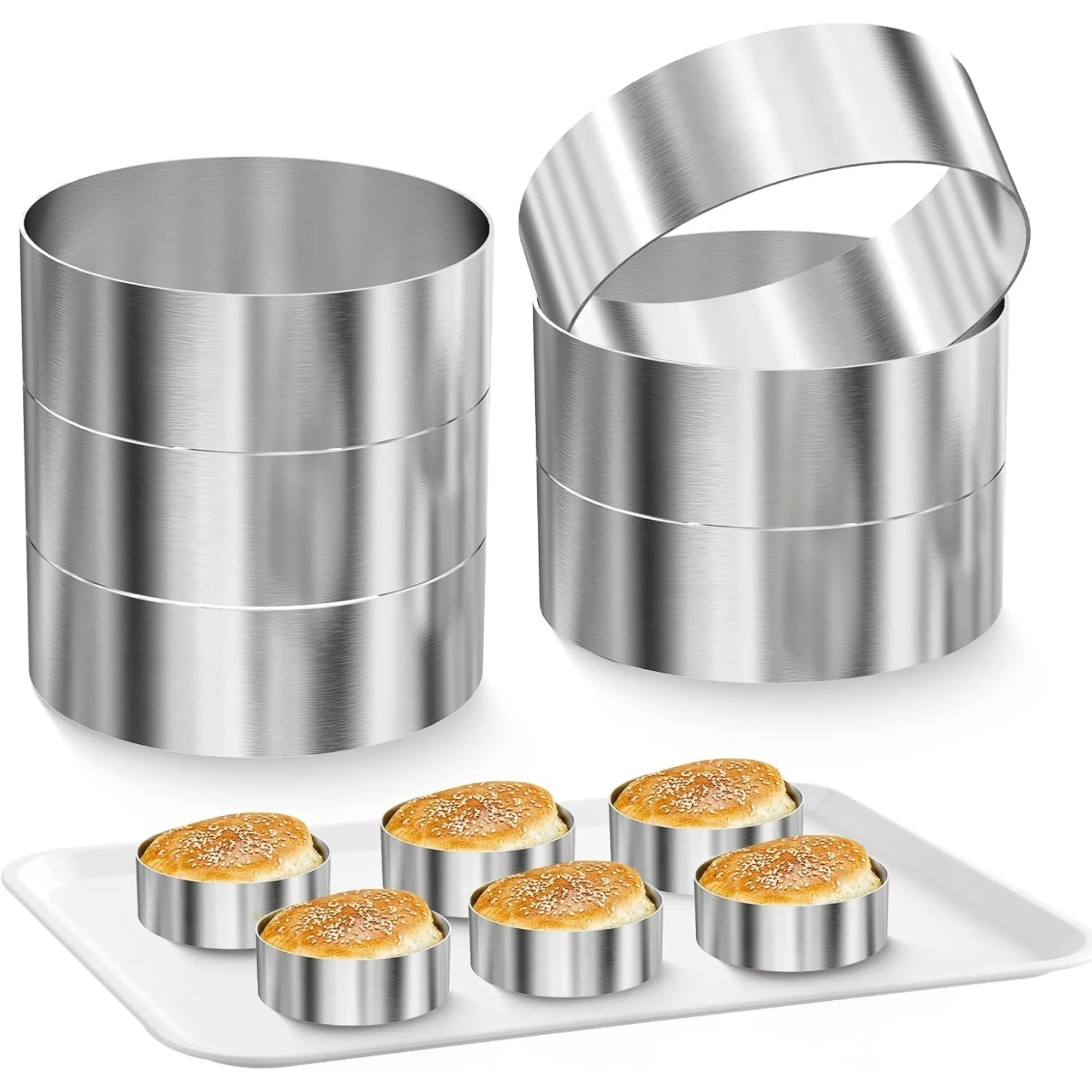 Set 4 Formine Per Biscotti In Acciaio Inox - Anelli Rotondi Diametri 7.5-15 Cm Per Torte E Pancake