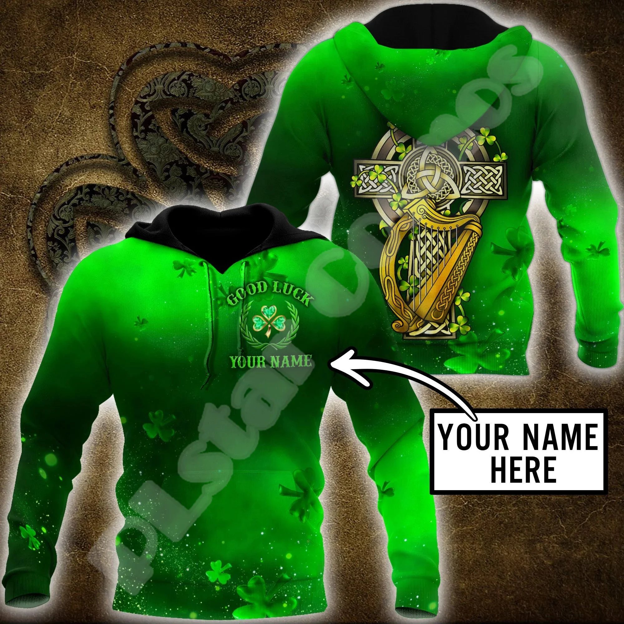 

NewFashion Country Flag Ireland Clover Irish St.Patrick Tattoo Vintage 3DPrint Pullover Funny Harajuku Casual Jacket Hoodies X19