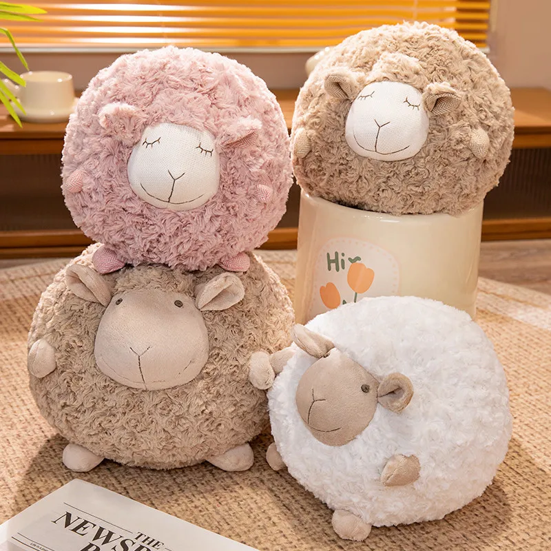 Ins Fluffy Little Sheep Ball Plush Toys Soft Stuffed Animal Funny Lamb Doll Baby Appease Pillow for Kids Children Gift Home Deco