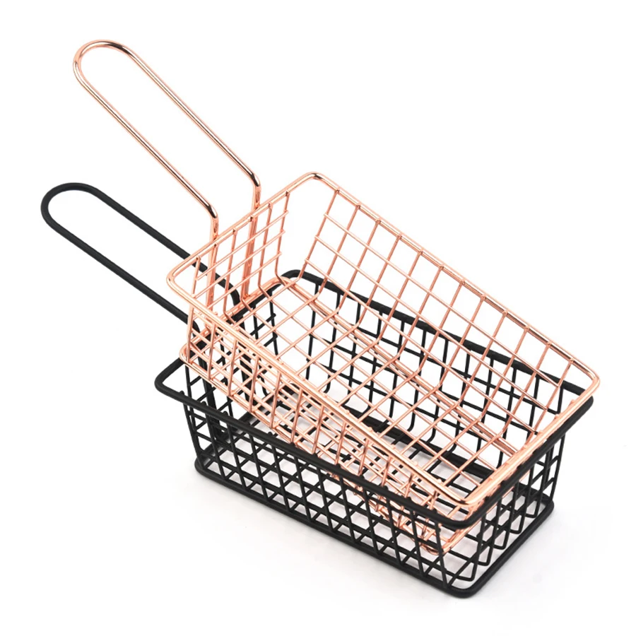 1PC Creative rectangular French fries basket Snack basket Fried food container with handle Western restaurant snack basket Kitchen