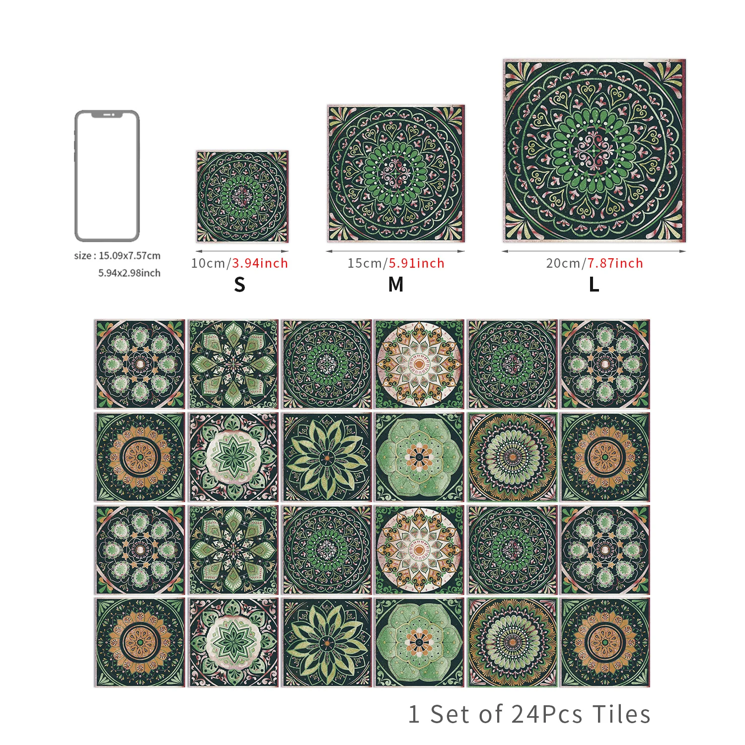 Waterproof Tile Wall Sticker 24pcs, wall stickers,floor stickers,ceramic decals