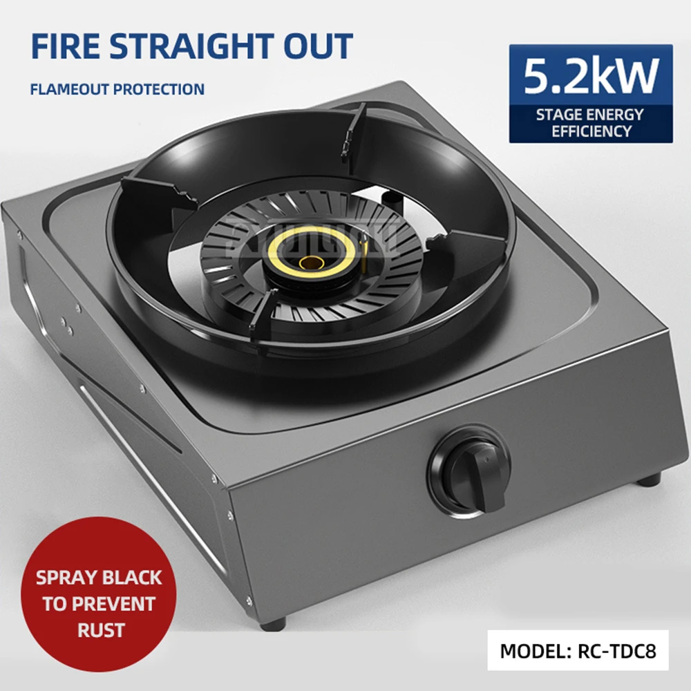 Kitchen Single Gas Cooker Household Stainless Steel Gas Stove Cooktop Energy-saving Encimera