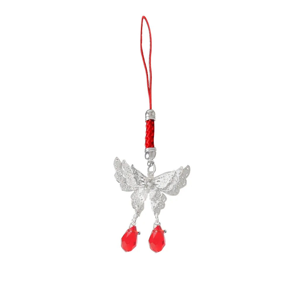 Phone Hanging Strap Silver Butterfly Droplet Phone Hanging Strap