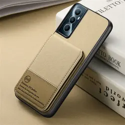 Premium RFID Leather Card Case Phone Flip Cover with Magnetic Closure for Realme C73 (Khaki)