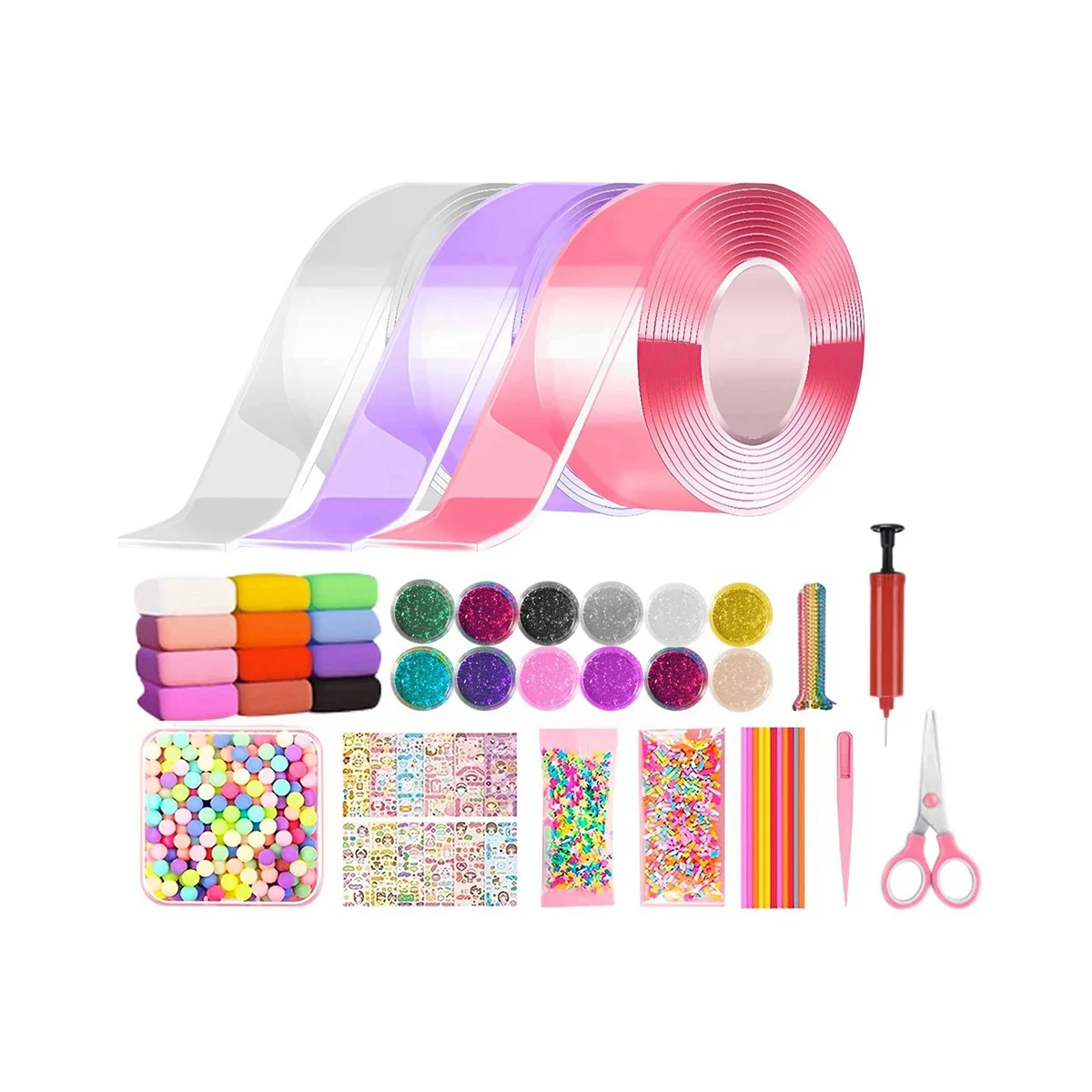 

Nano Tape Kneading Blowing Bubble Full Set Nano Tape Double-Sided Tape Paste Blowing Bubble Toy Sticker Tapes