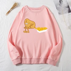 Camisas de manga longa das mulheres da primavera do outono da camisa das batatas fritas engraçadas da comida da batata