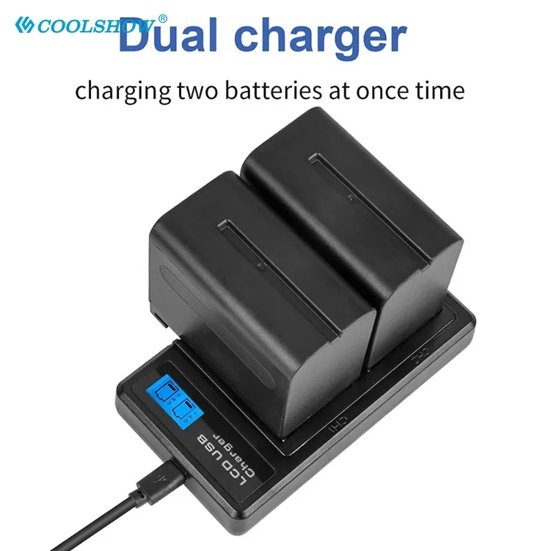 Camera Battery Charger NP-F970 NP-F960 Battery Charger For Sony PLM-100 CCD-TRV35 MVC-FD91 MC1500C NP F970 F960 F750 Photographic Lamp Battery 7800mah
