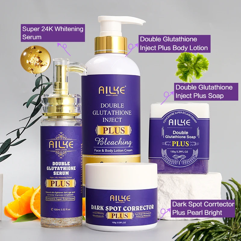 AILKE Double Glutathione Brightening Cosmetics Skin Care Set, Clean Skin, Even Toning, Support for Customized Logo 6
