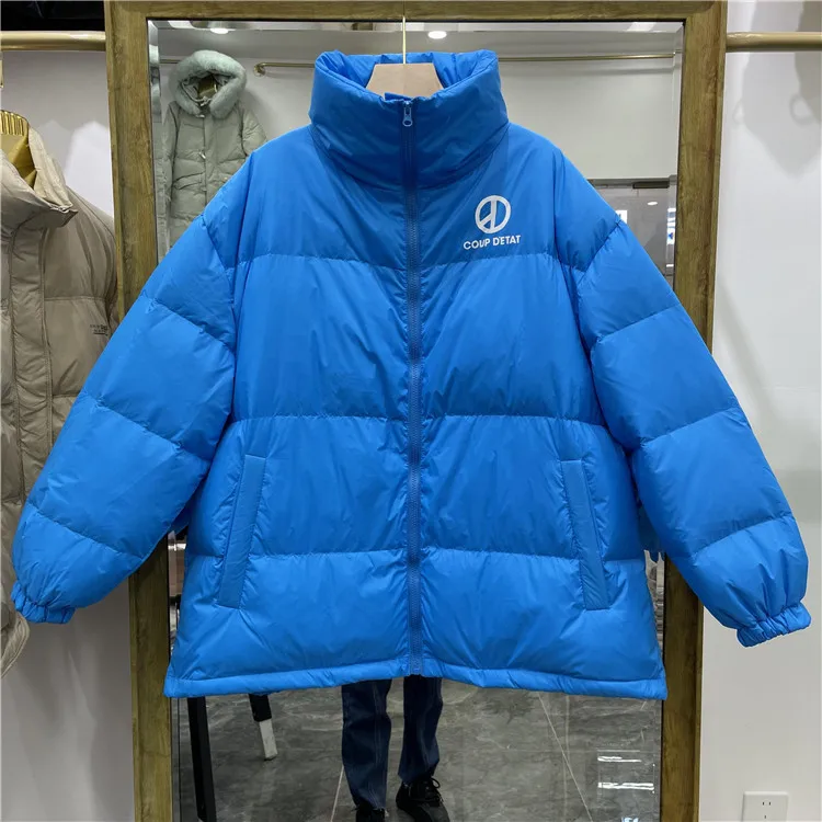 

2023 Winter New Down Jacket Men And Women Of The Same Couple Loose Casual White Duck Down Coat With Thick Stand Collar 223