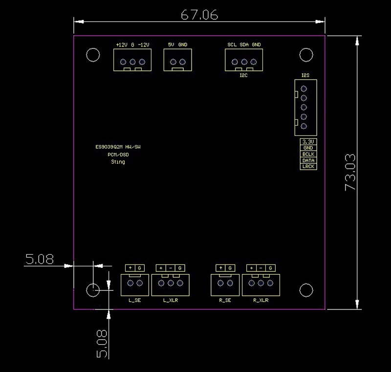 ES9039q2m+opa1612 DAC Board I2S Input Supports Single-ended and Balanced Output