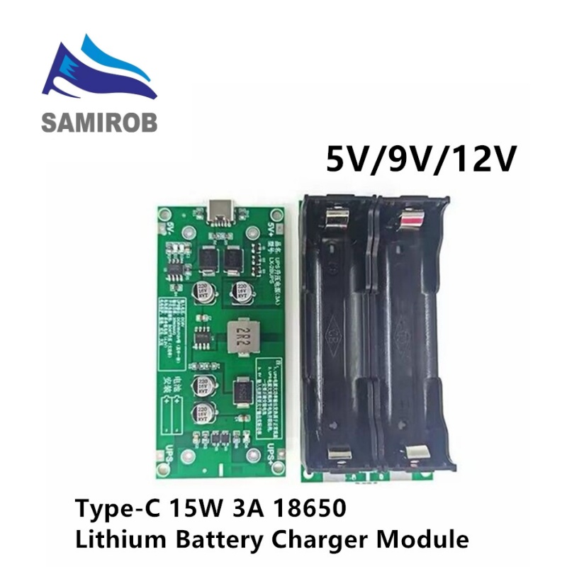Type-C 15W 3A Fast Charge UPS Power Supply / 18650 Lithium Battery Charger Module DC-DC Step Up Booster Converter 5V 9V 12V