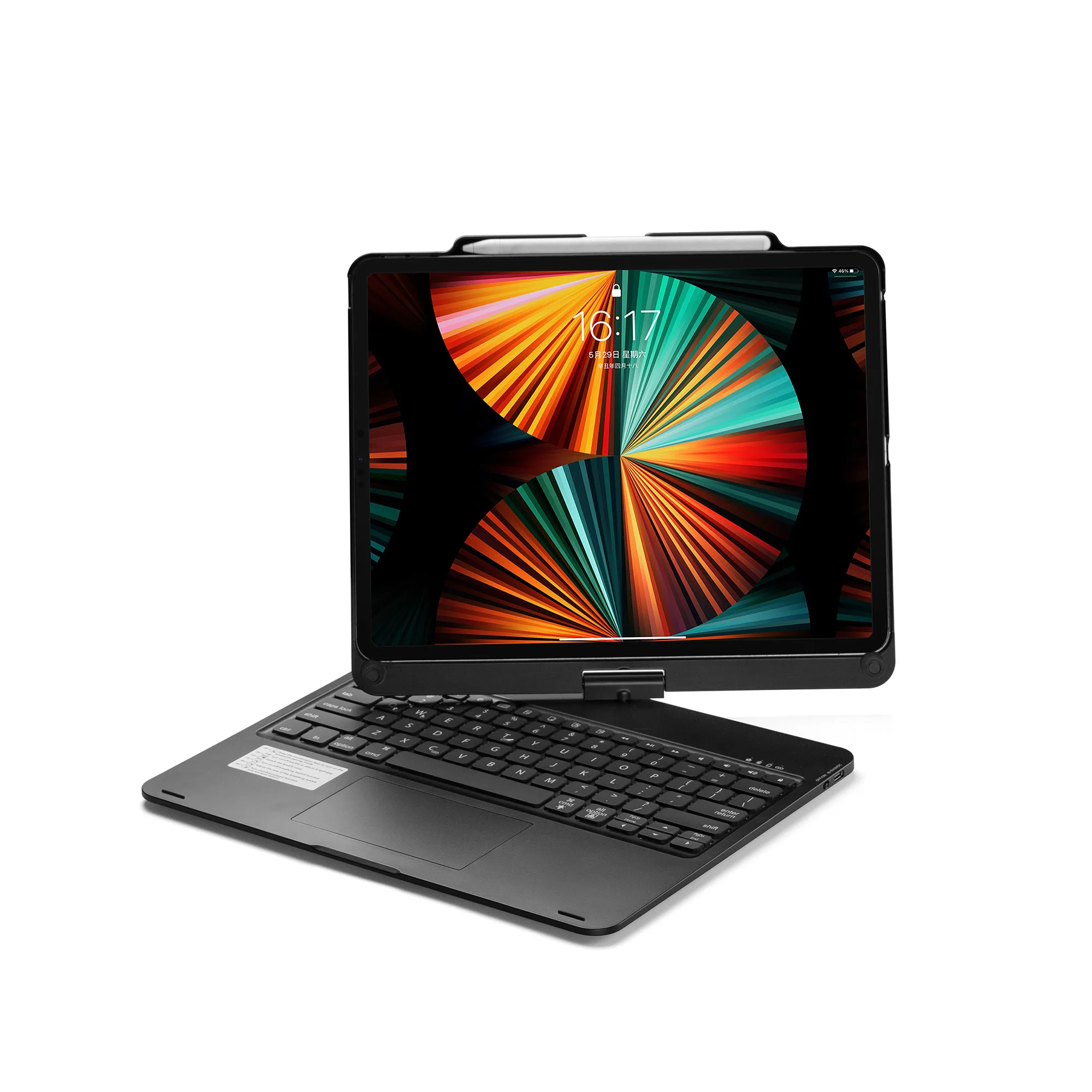 Touchpad BT Wireless Keyboard Case 360 Degree Rotate 7 Colors Backlight For iPad Pro 12.9