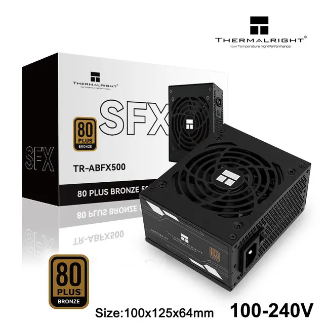 Thermalright TR-ABFX 500 สีดํา SFX Bronze Straight Outlet Power Supply, เหมาะสําหรับ ATX/ITX/SFF แชสซี/100-240V แรงดันไฟฟ้าเต็มรูปแบบ 1