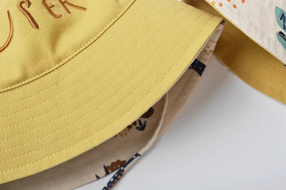 deer jonmi Spring Summer Baby Boys Buckets Hats Korean Style Cartoon Printed Toddlers Kids Outdoors Sunshade Fisherman Hat