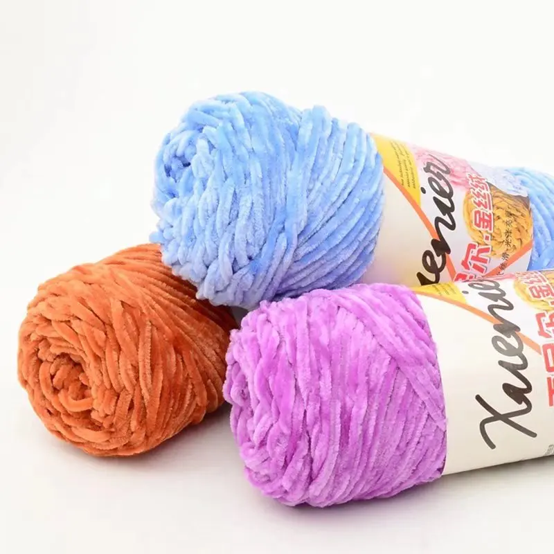 100g/set Chenille Golden Velvet Yarn Medium Thick Hand Woven Fancy Warm Skin Friendly Wool DIY Children's Adult Hat Coat 3