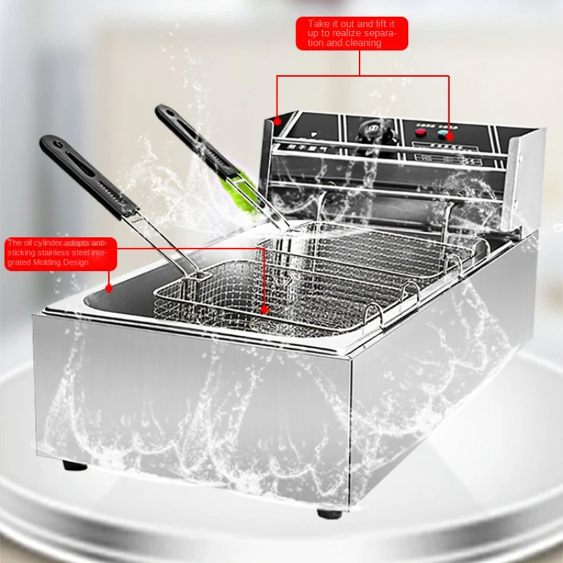 Deepfrier Electric Deep Fryer Stainless Steel Commercial Electric Fryer Household Chips Frying Pan Adjusting Temperature Timing 3