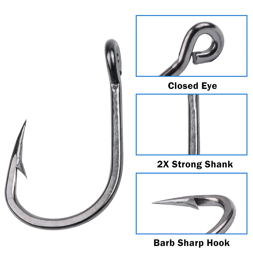 50Pcs Circle Live Bait Hooks Saltwater Fishing Freshwater Stainless steel  Strong Sharp Fishhooks Jig rig Tackle Size: 1/0-12/0 - AliExpress