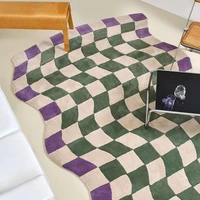 Modern Style Bedroom Decor Bedside Carpet Thicken Trendy Art Floor Mat Classic Vintage Plaid Rug Home Irregular Plush Carpets 1