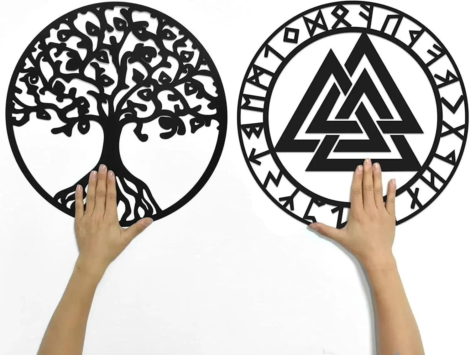 

New 3pcs Viking Decor 15” Metal Wall Art | Viking Compass ,Valknut, Tree of Life