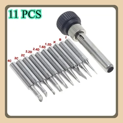 11 - Piece Lead - Free Solder Iron Tip Set with Replaceable Cores & Sleeves (11 PCS Silver)