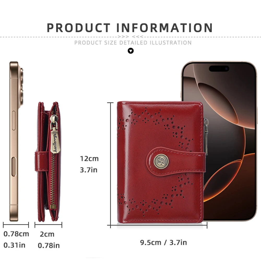 Fashionable Women's Short Wallet with Hollow Pattern, Multiple Card Slots and Coin Pocket, Daily Portable Compact Coin Purse