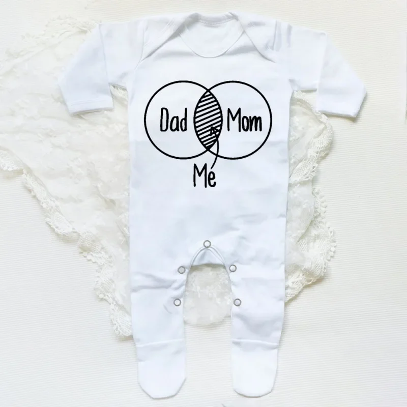 MOM+DAD=ME Print Baby Sleepsuit Long Sleeve Round Neck Infant Bodysuit  Newborn Shower Gifts Boy Girl Cute Infant Sleepsuit 4