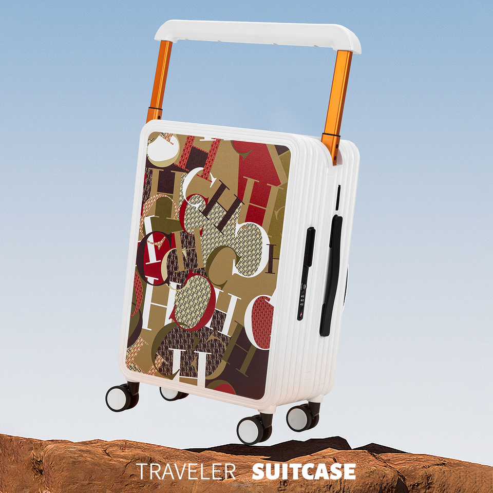 Classic Fashion Unisex New Roller Luggage Letter Design Large Capacity Business Travel Luggage