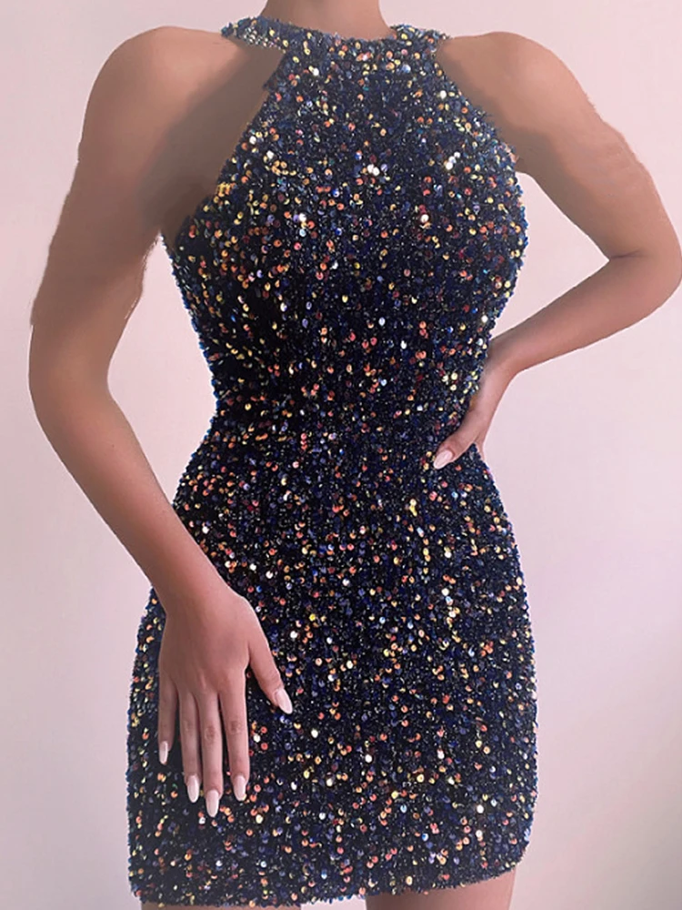 Sexy Off Shoulder Sleeveless Slim Mini Party Dress Ladies Elegant Sequin  Shiny O Neck Dress Summer Women Fashion Bag Hip Dresses - AliExpress  200000345