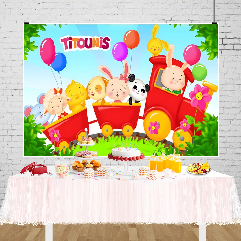 Tinoaly Toile De Fond Dessin Animé Joyeux Anniversaire, 120x80cm Grande