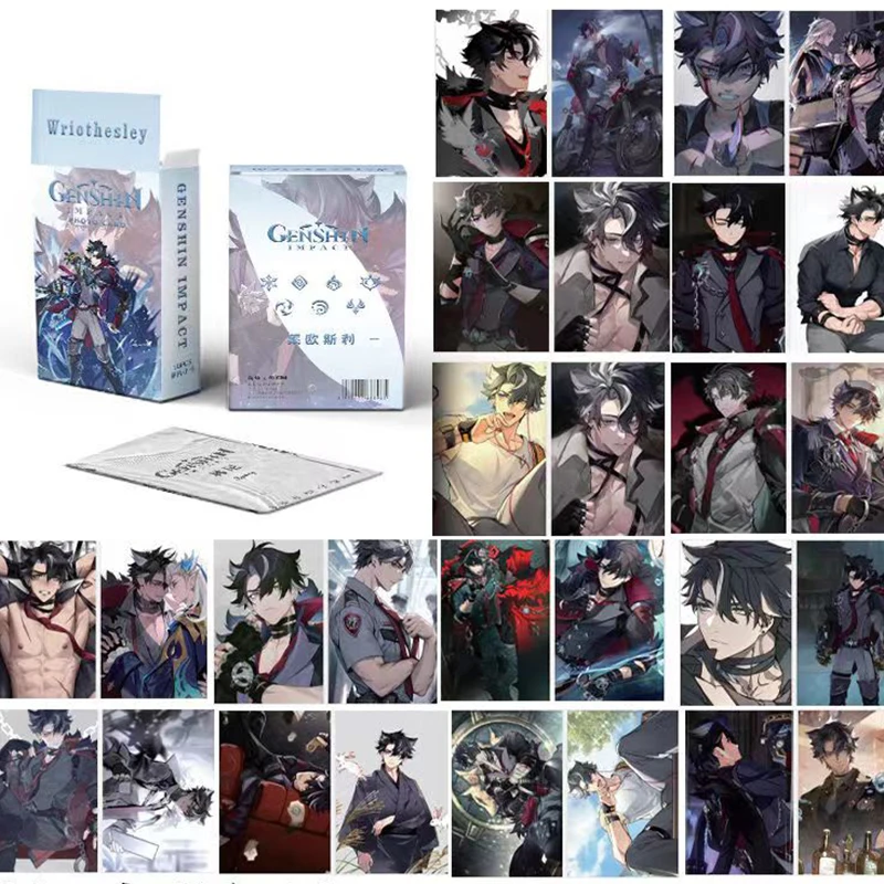 50Pcs/Set Anime Game Genshin Impact Double Sided Printing anime laser cards Focalors Furina Wriothesley Neuvillette Charlotte Laser Cards