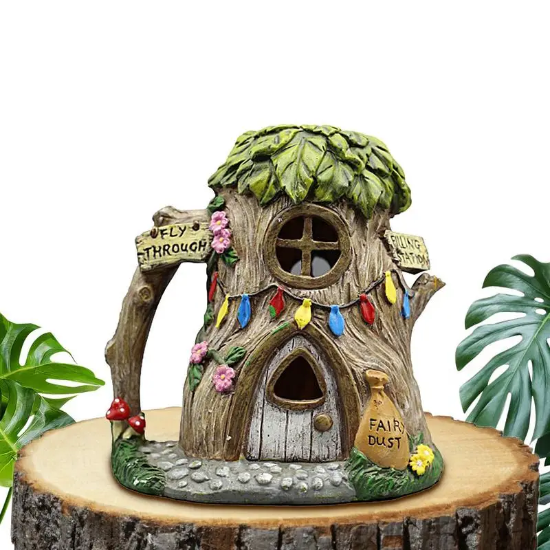 

Миниатюрный дом ручной работы на солнечной батарее, светодиодный фонарик, садовый Сказочный уличный шоссейный домик, Рождественское украшение