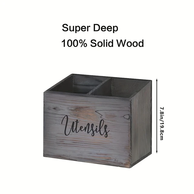 Rustic Wood Utensil Holder Caddy 2