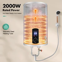 Chauffe-eau électrique 30L, 2000W, vertical, avec douchette et affichage numérique, protection contre les fuites, pour la maison et le salon 3