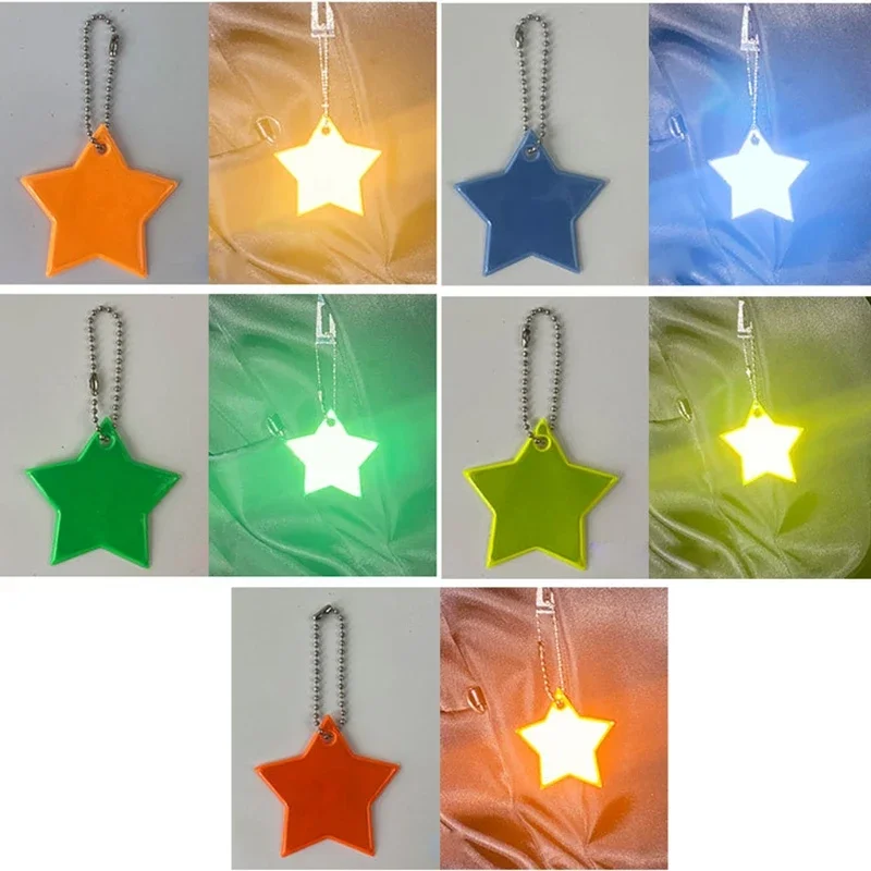 Reflective Pendant 8Pcs Reflective Keychain Stars Gear Reflective Pendant for Bags Strip Child Safety Reflectors Keyrings Night Safety Accessories