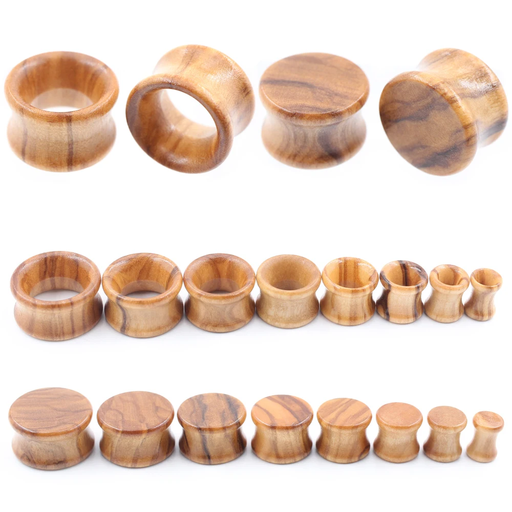 Olive Wood Hollow Double Flared Ear Tunnel Plug Flesh Expander Stretcher Gauge Earring Piercing Body Jewelry 2PCS 6-20mm piercing jewelry body piercing earrings ear piercing jewelry body piercing jewelry body jewelry