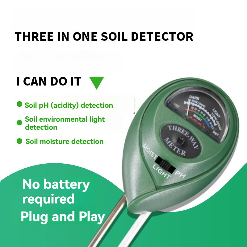 Three-in-one Round Head Soil Meter Detector Ph Meter Ph Meter Humidity Luminosity Measurement Tester Soil Gardening 5