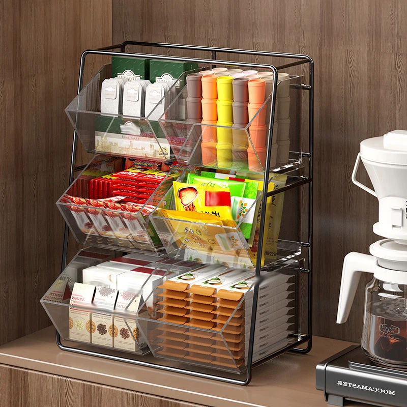 

Tea Bag Coffee Capsule Storage Box Office Tea Room Table Grocery Layering Division Arrangement Plastic Transparent Storage Rack