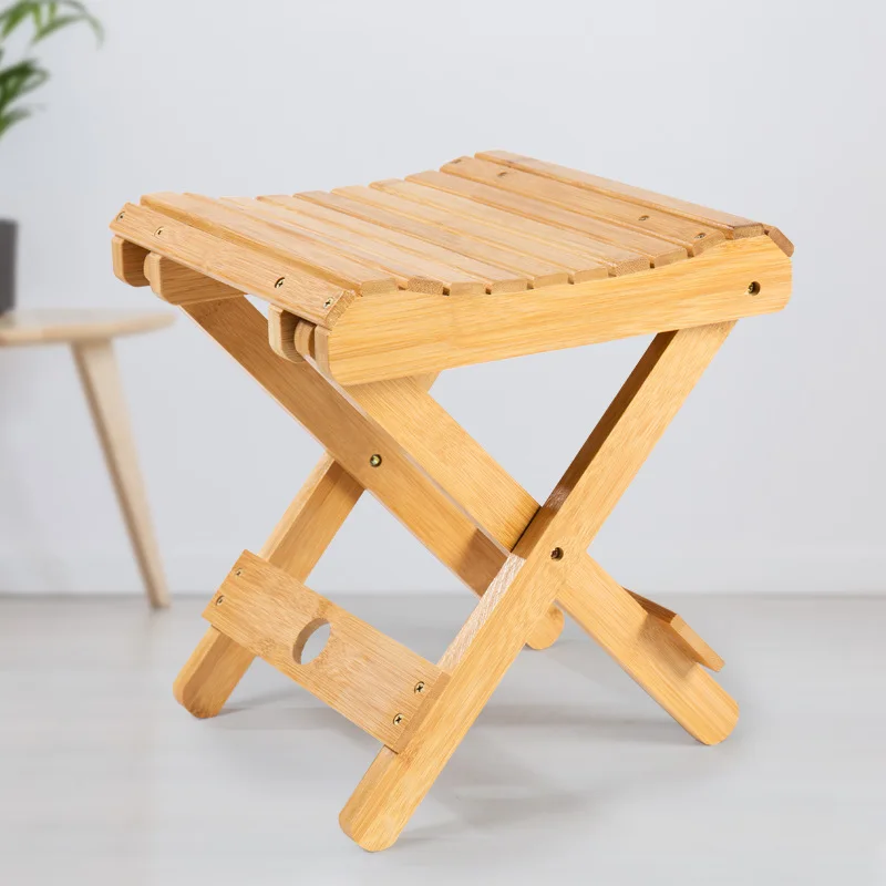 Portable Folding Chair Collapsible Bamboo Stool Fold Away Beach Chair Bamboo Stool Seat Shoe Changing Stool Home Furniture