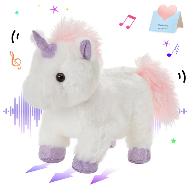 32cm Singing Moving Unicorn Doll Plush Toys Kwaii Cute Soft Throw Pillows Birthday Gift Stuffed Animals for Girls Musical Toy