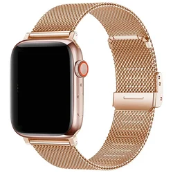 Elegant Milanese Stainless Steel Watch Band - Premium Adjustable Strap for Series 11 46mm (Rose gold)