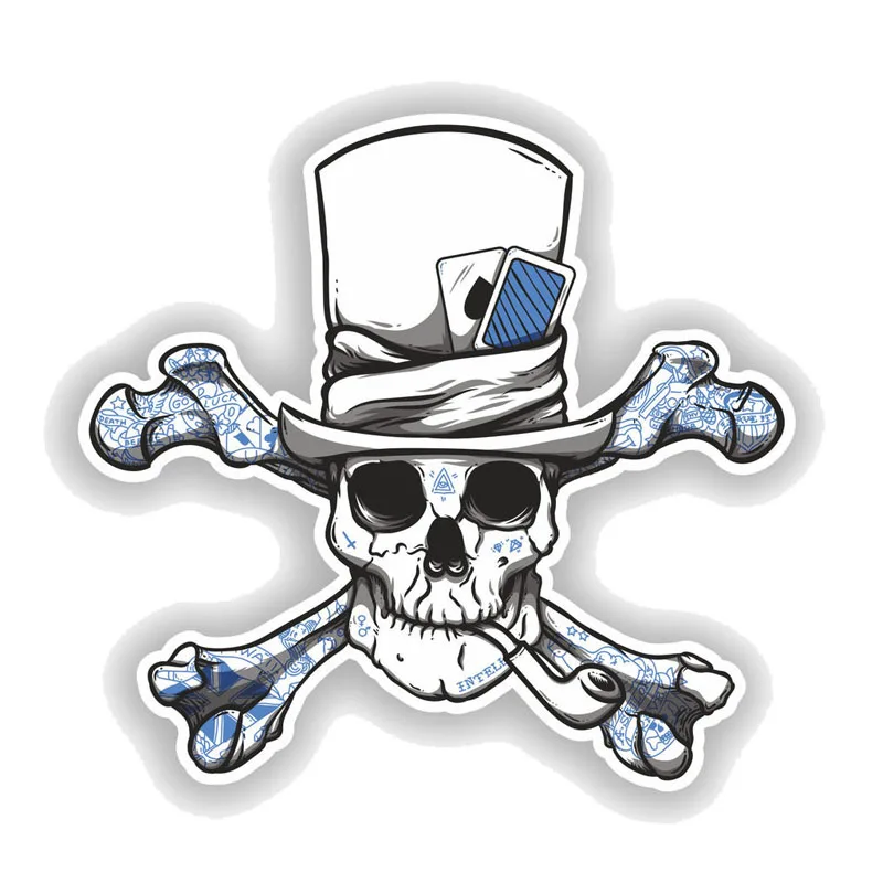 

Creativity Wearing a hat gentleman's skull modeling personality Car sticker PVC auto laptop Decorative Accessories decal