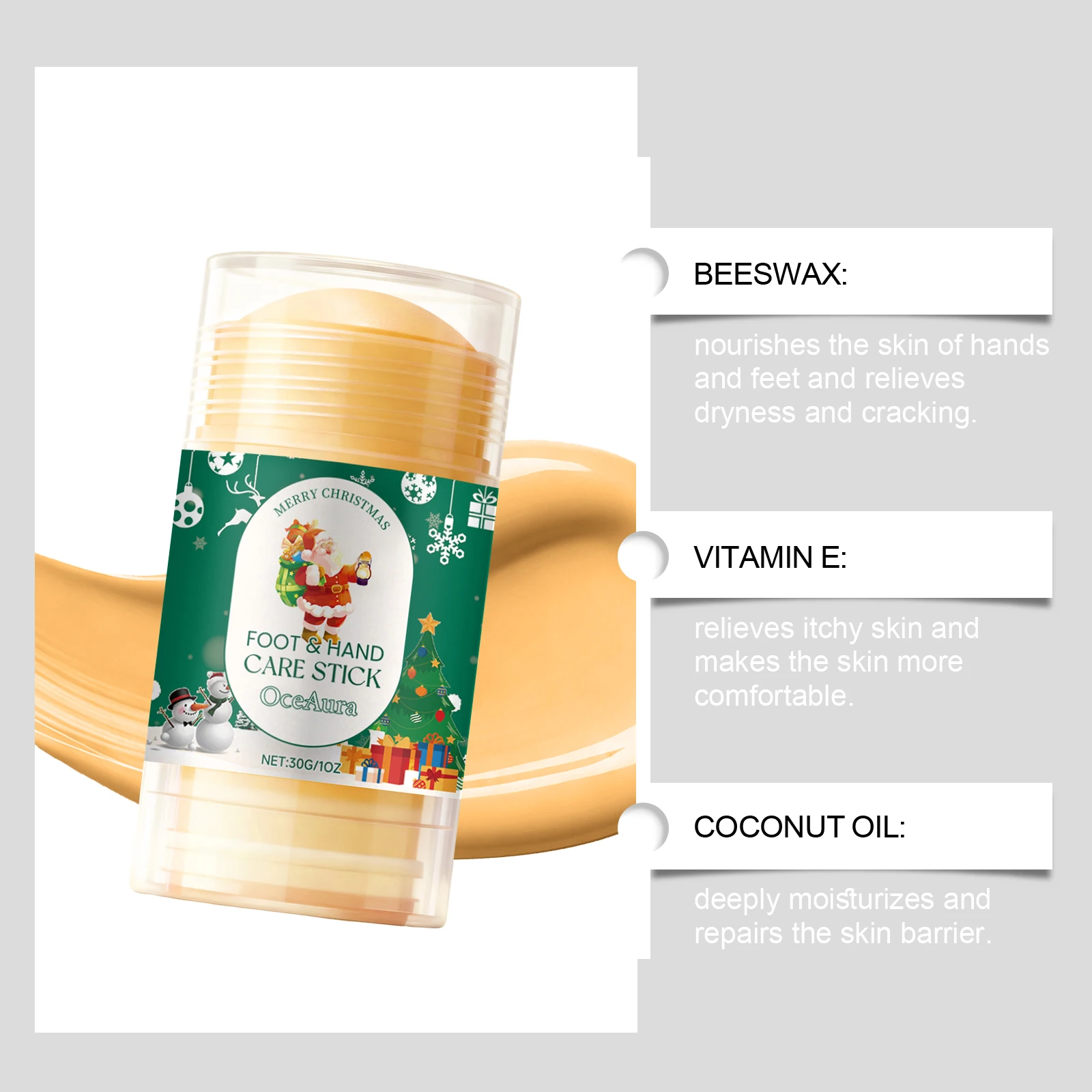 Christmas Hand & Foot Moisturizing Care Stick - Moisturizes and Smoothes Hands & Feet, Nourishes Heels & Knees