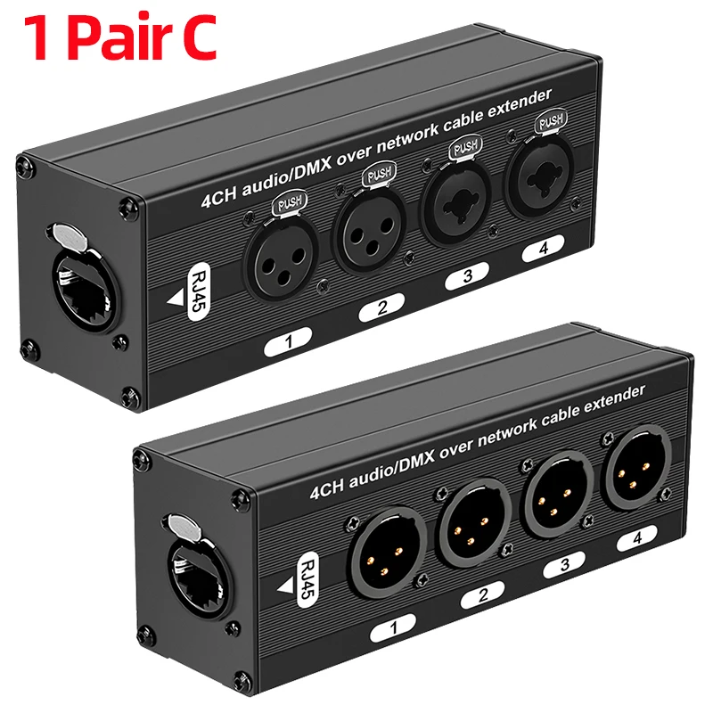Shielded RJ45 CAT5 to 4-Channel XLR Male/Female Multi-Network Cable