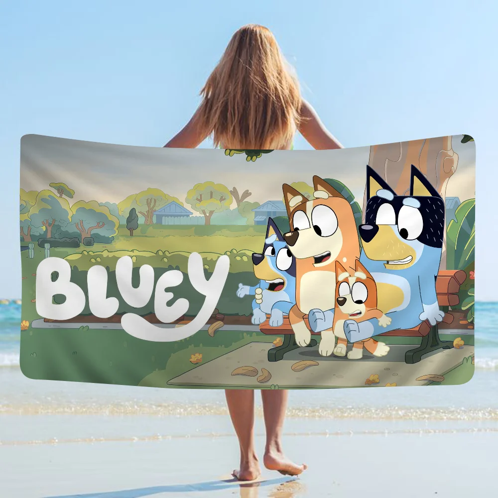Cartoon B-Blueys Anime Beach Swimming Towel Soft Absorbent Washcloth Children's Gifts For Kids Travel Camping Gym 5