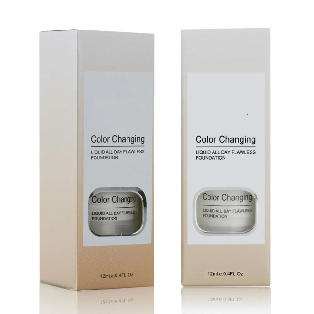 Liquid Foundation Makeup Cream Waterproof Foundation 1/2/3Pcs Temperature Color Changing Liquid Foundation 12g Lazy Discoloration Makeup Base Cream Brighten Full Coverage Waterproof