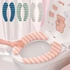 1Pair Thickened Toilet Seat Pad Cover Washable Soft Reusable Warmer Self-adhesive Bathroom Accessories Universal Toilet Seat Mat 1
