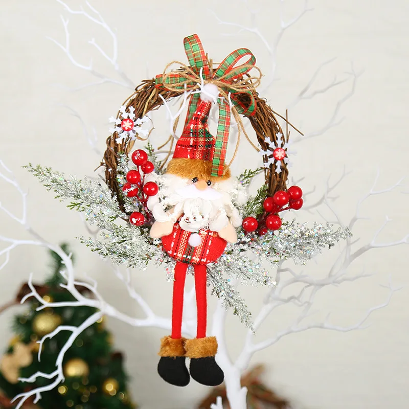 

Christmas Wreaths Santa Snowman Wreath with Gnome Xmas WreathDecor Front Door Window Fireplace Indoor Outdoor Merry Christmas