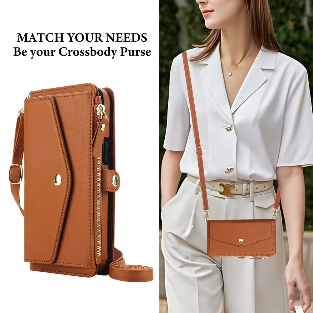 Versatile Crossbody Detachable Wallet Case with Card Slots and Lanyard Purse